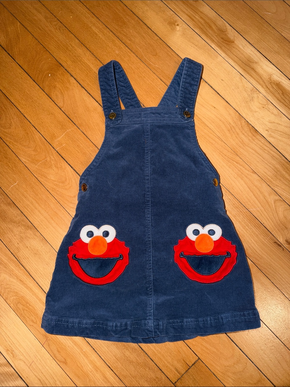 Elmo Sesame Street Navy Corduroy Pocket Overall Dress 2T red happy corduroy
